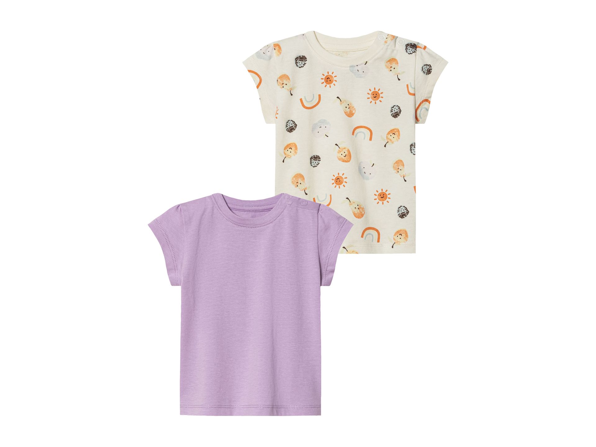 lupilu® T-shirty niemowlęce z bawełny organicznej, 2 sztuki (50/56, Fioletowy/biały)
