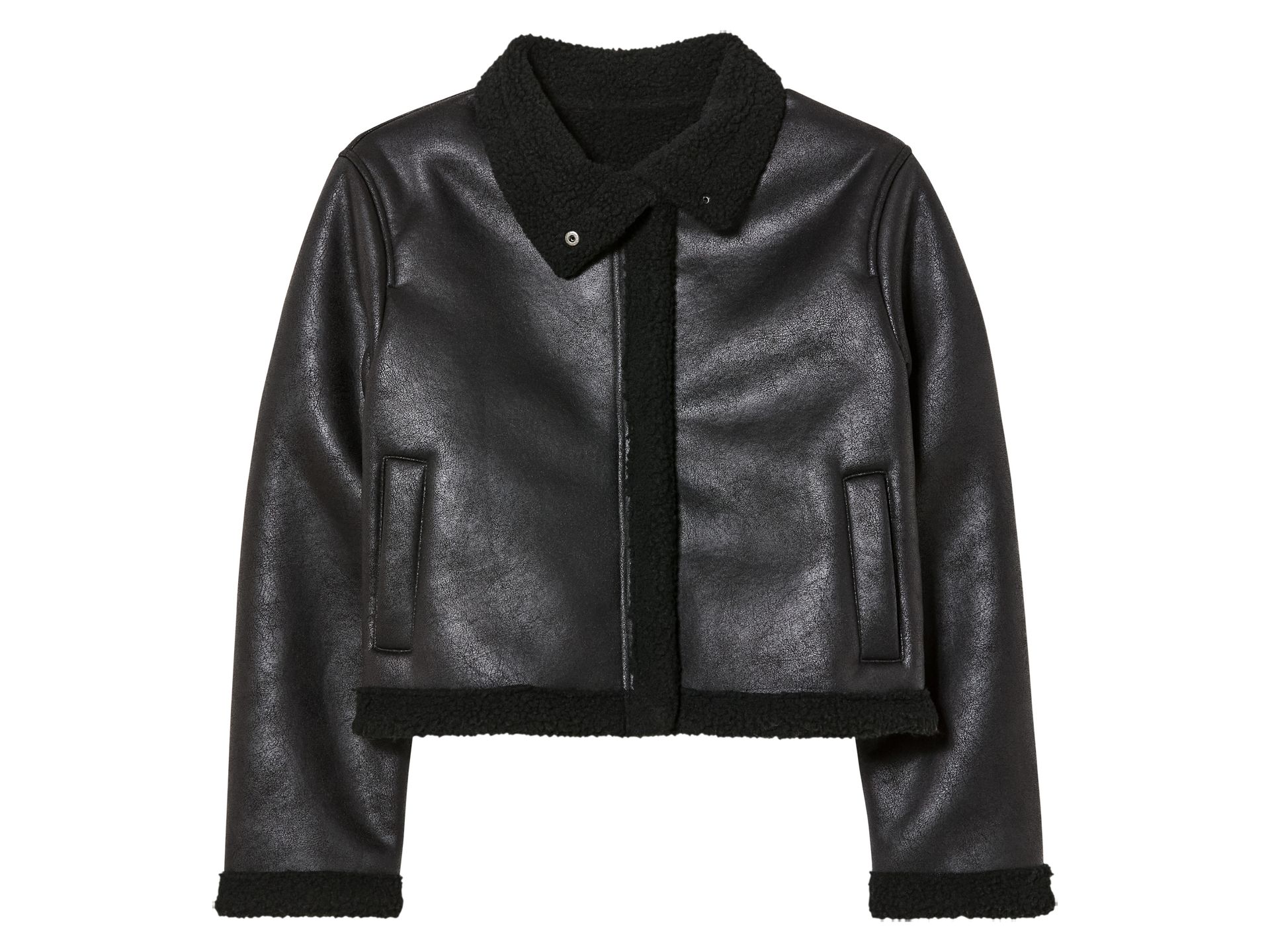 pepperts!® Kurtka dziecięca w stylu ramoneski, z kożuszkiem (122, Czarny)