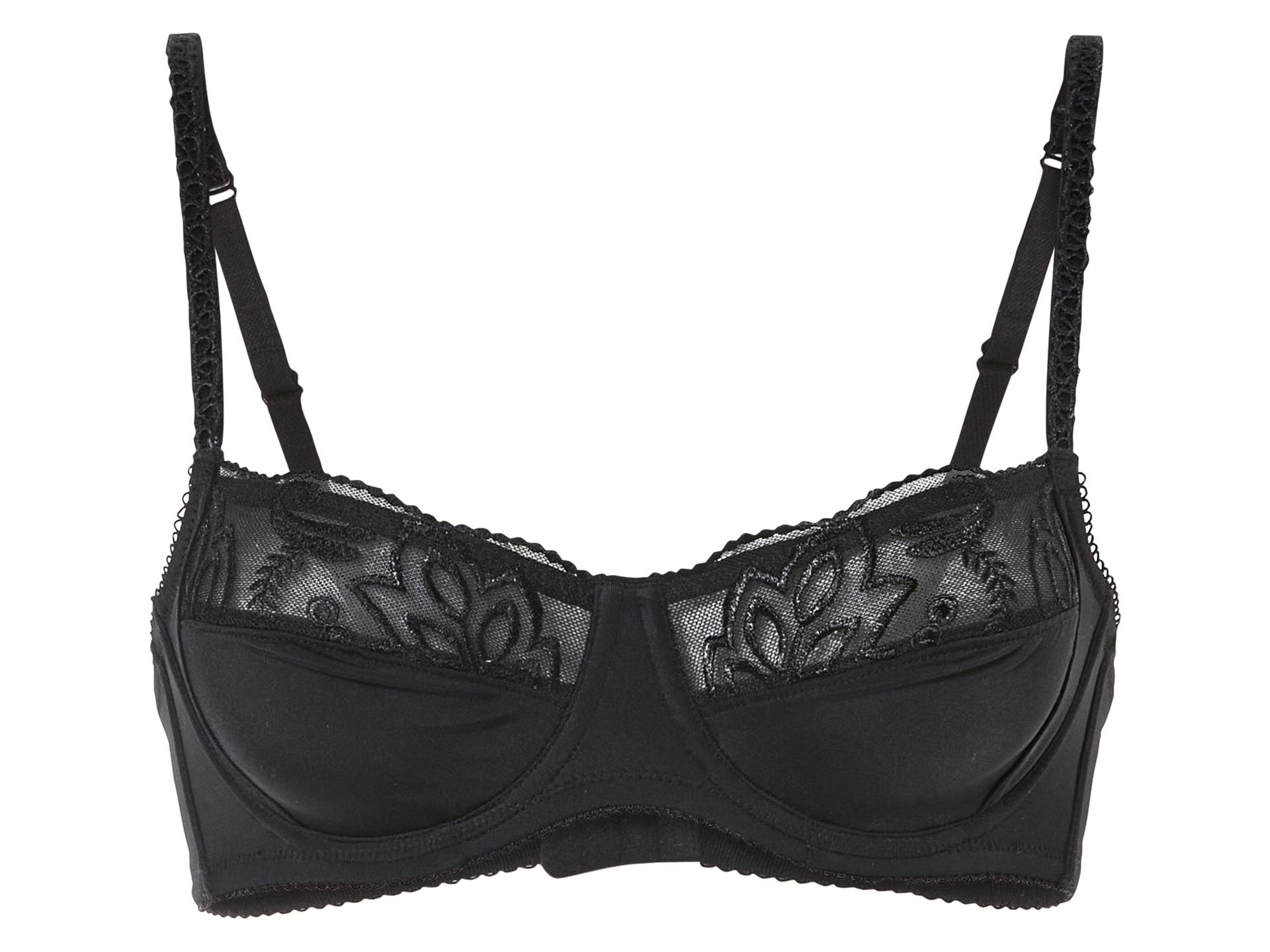 esmara® Biustonosz damski z haftem (85C, Czarny)