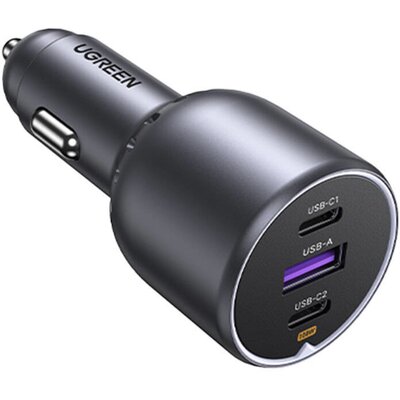 Ładowarka samochodowa Ugreen EC705 2x USB-C + USB, 130W (czarna)