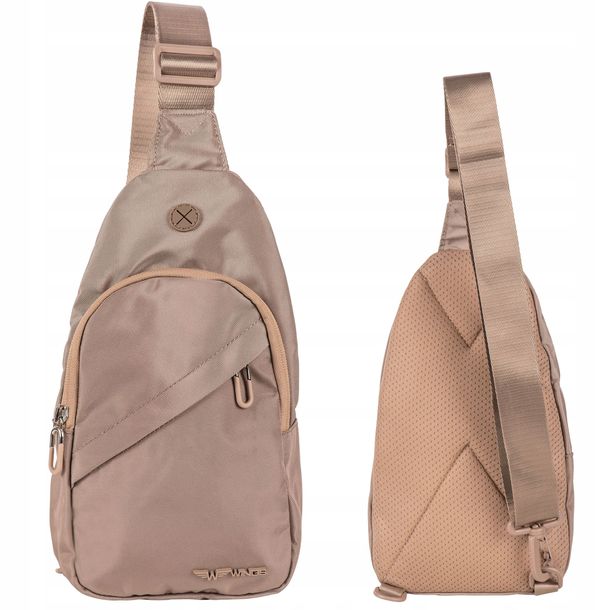 WINGS Beżowe akcesorium MINI plecak CROSSBODY mała NERKA podróżna POJEMNA