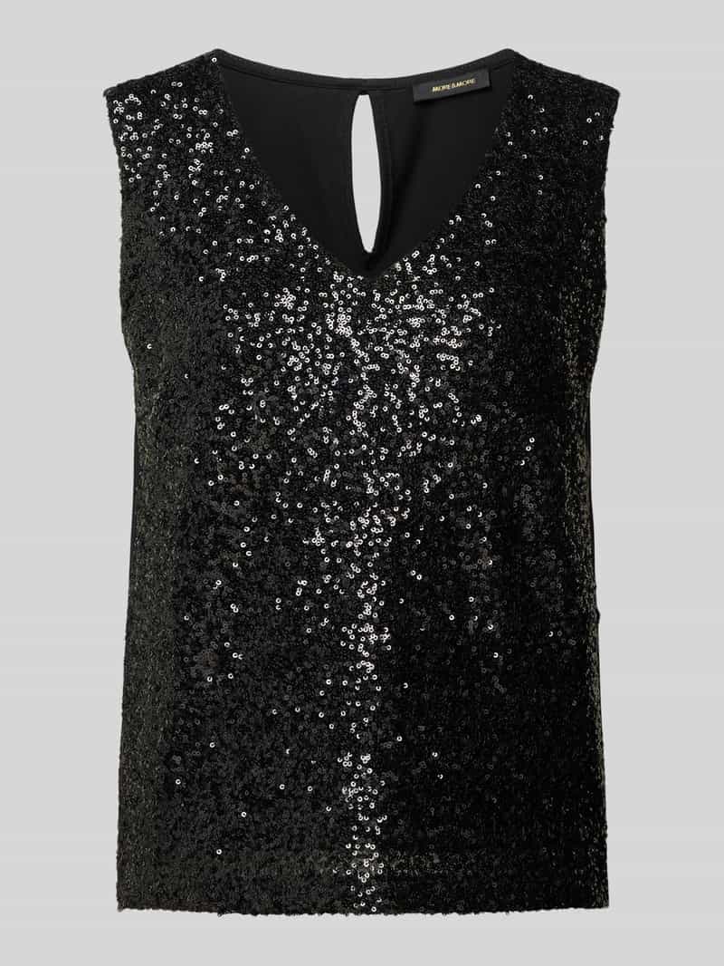 Top bluzkowy o kroju regular fit z cekinowym obszyciem