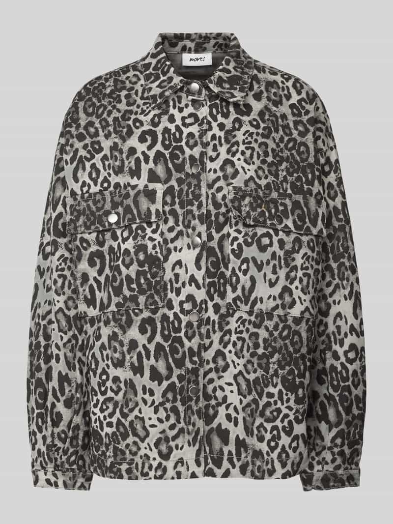 Kurtka jeansowa z nakładanymi kieszeniami z patką na piersi model ‘Noliana’