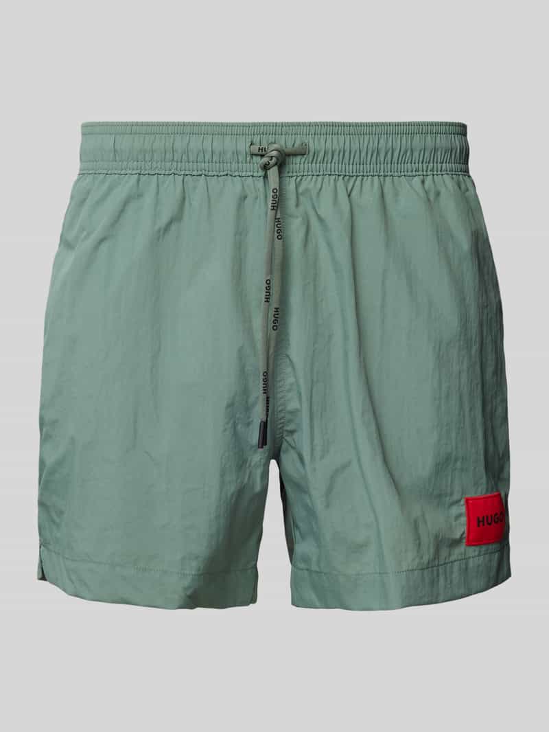 Spodenki kąpielowe o kroju regular fit z naszywką logo model ‘Dominica’