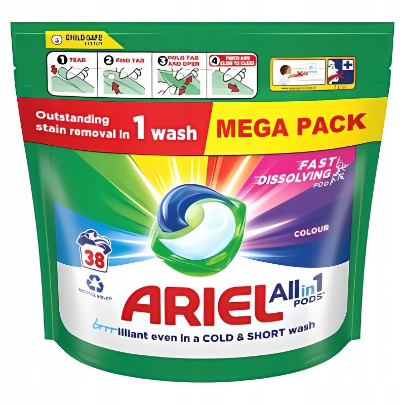 Ariel All in1 Pods COLOUR Kapsułki do Prania Tkanin Kolorowych 38 Sztuk