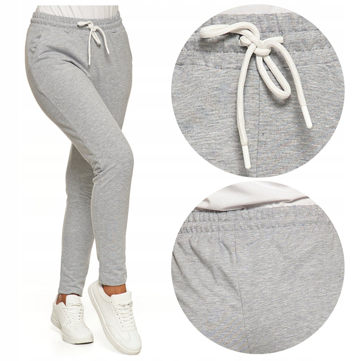 Szare DRESOWE SPODNIE DAMSKIE Wygodne Dresy MORAJ r. 4XL