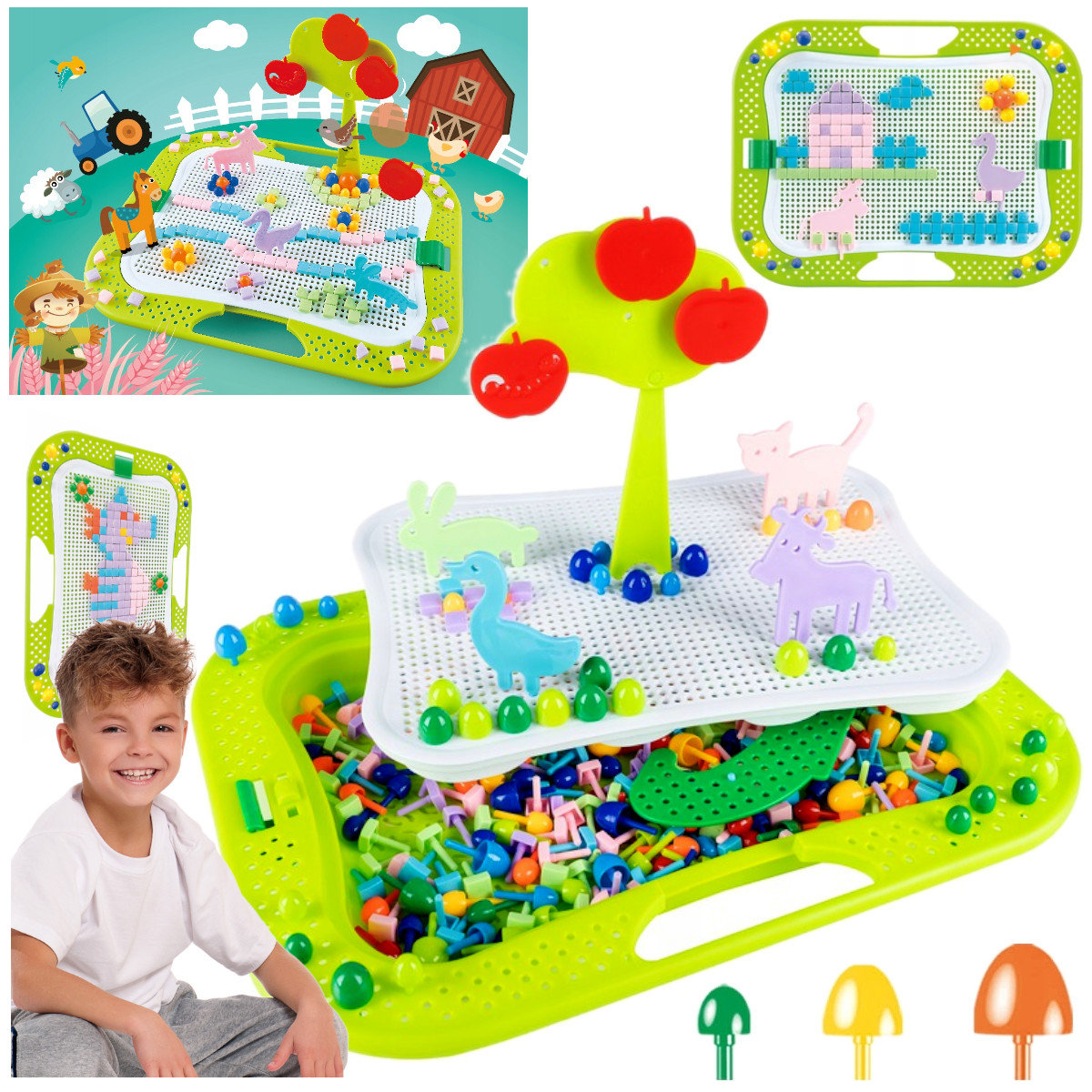 Układanka Guzikowa Edukacyjna Mozaika Montessori Walizka 280EL. U907