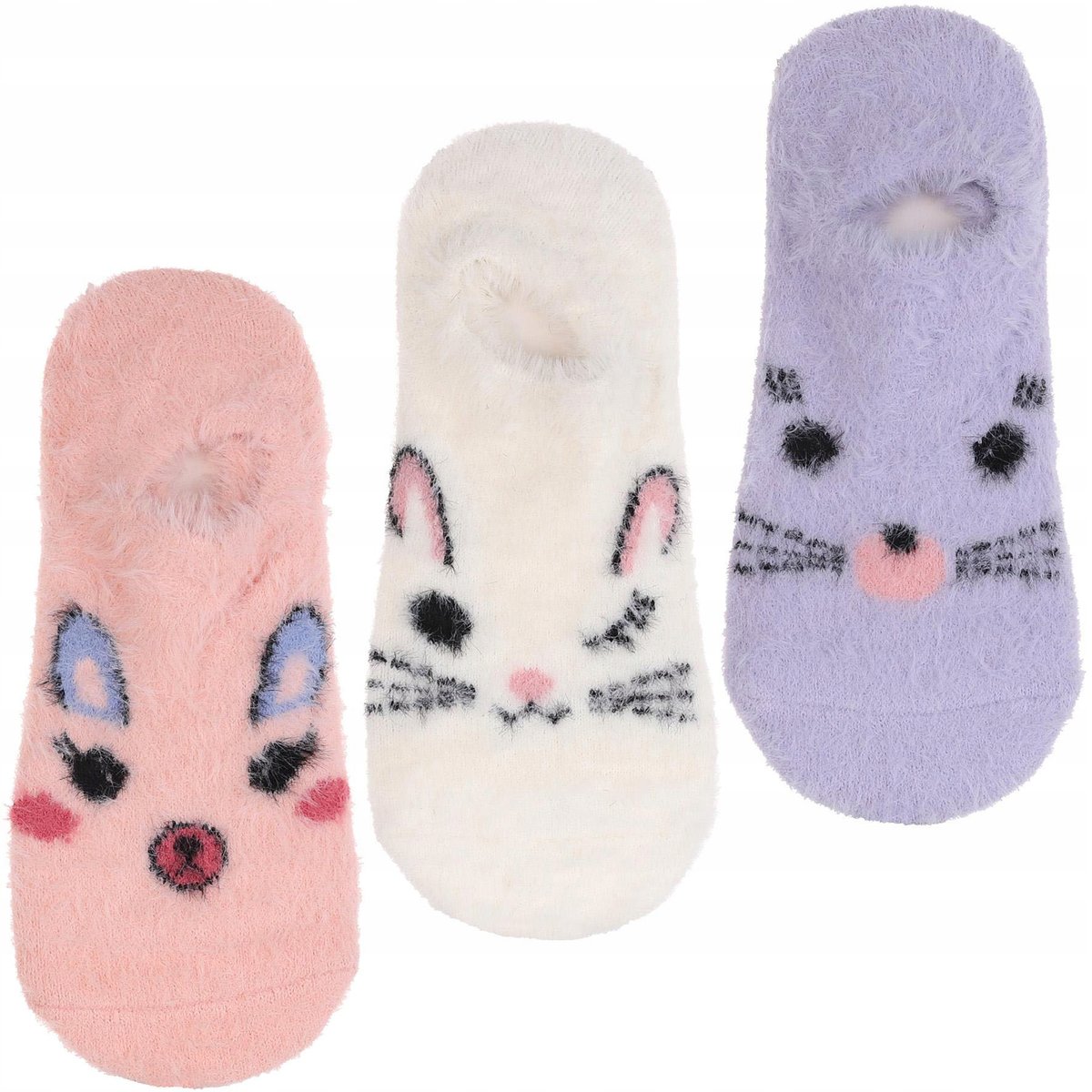 3 Pary Antypoślizgowe STOPKI DAMSKIE Futrzaki MORAJ r. 35-38