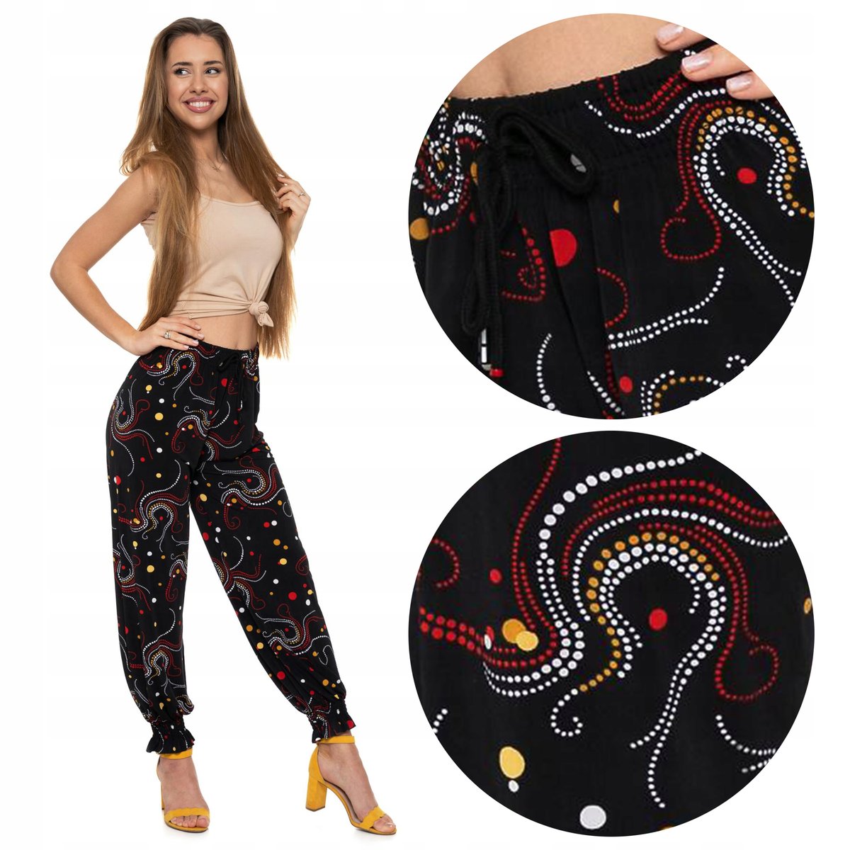 Spodnie Damskie Alladynki Haremki Pumpy Luźne Spodnie MORAJ r. L/XL