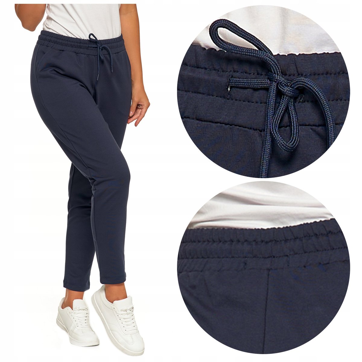 Granatowe DRESOWE SPODNIE DAMSKIE Wygodne Dresy MORAJ r. S