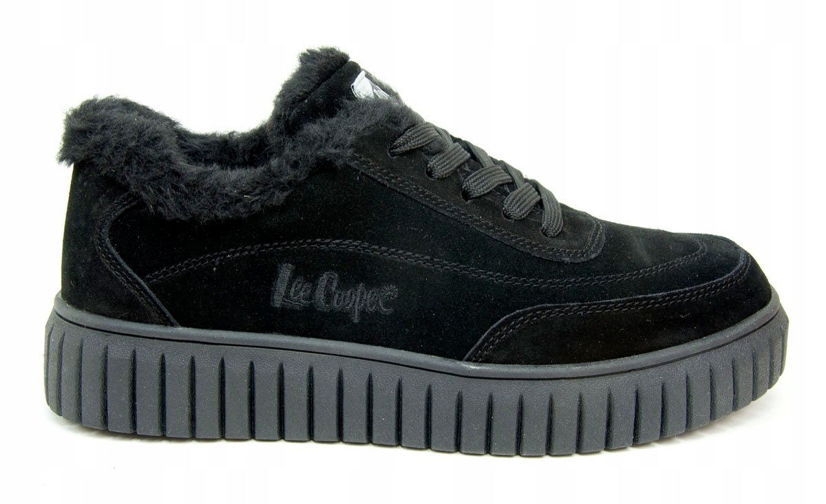 BUTY ZIMOWE LEE COOPER DAMSKIE TENISÓWKI ZAMSZOWE CZARNE OCIEPLANE FUTERKO 38