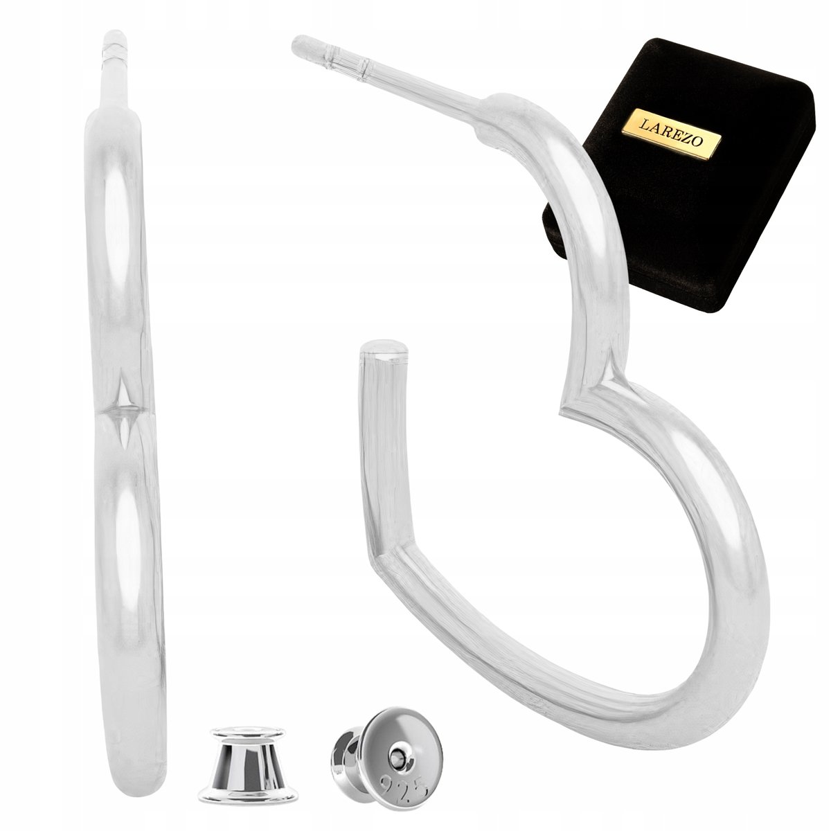 Kolczyki Srebrne 925 na Sztyfcie Serce Serduszko Love Duże Serca Serduszka