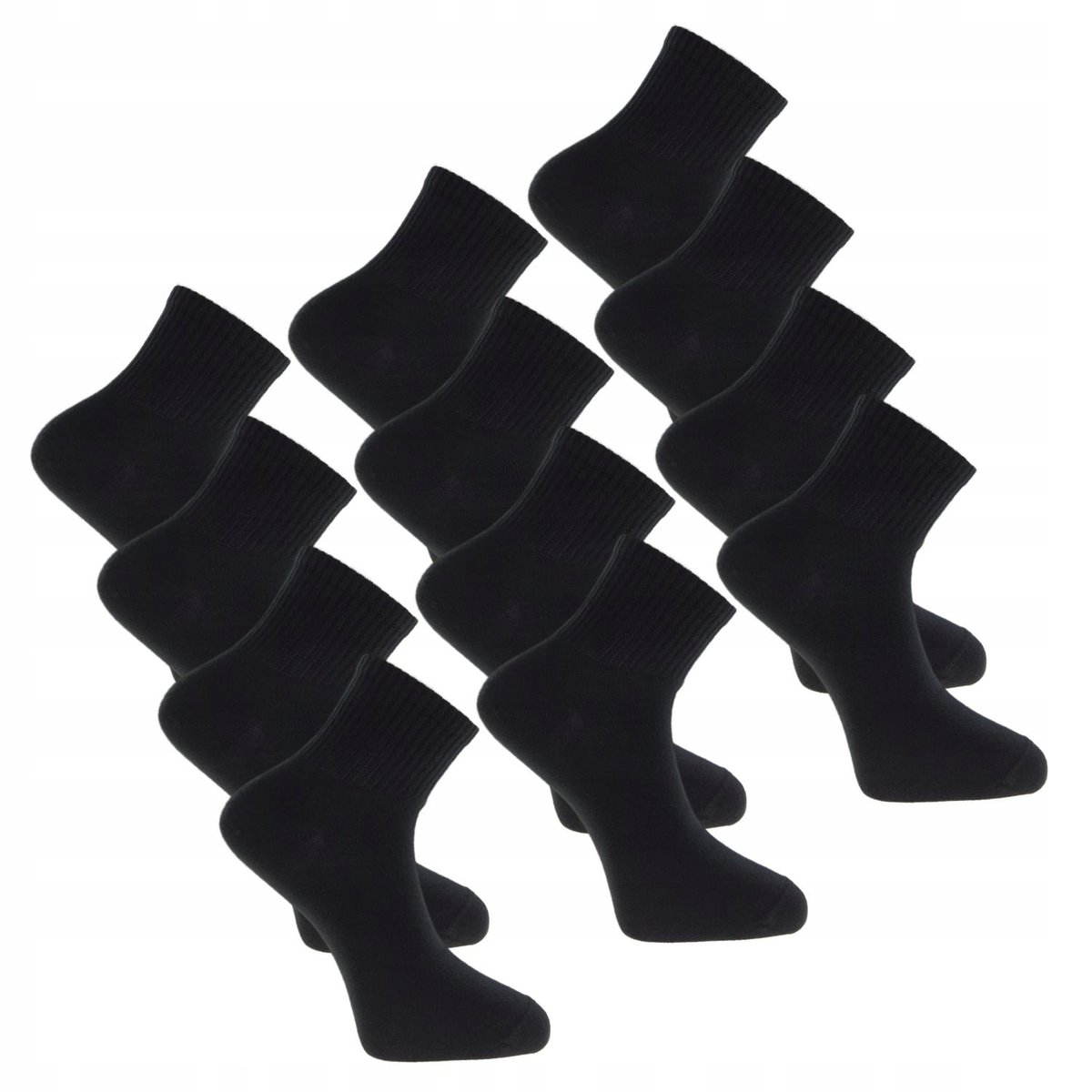 SKARPETKI 3/4 Czarne Bawełniane SKARPETY 12Pak r. 39-42