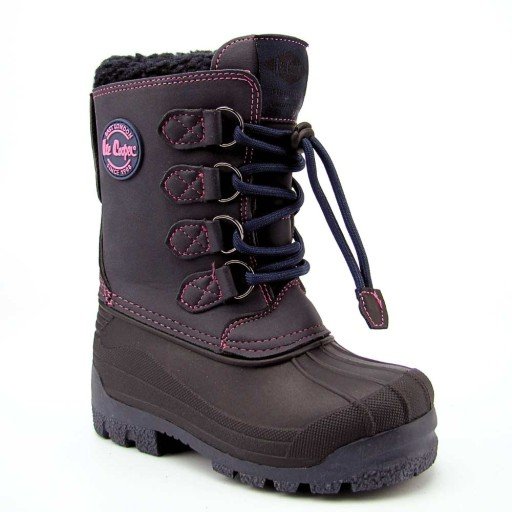 BUTY ZIMOWE LEE COOPER ŚNIEGOWCE DZIECIĘCE GRANATOWE OCIEPLANE FUTERKO r. 32