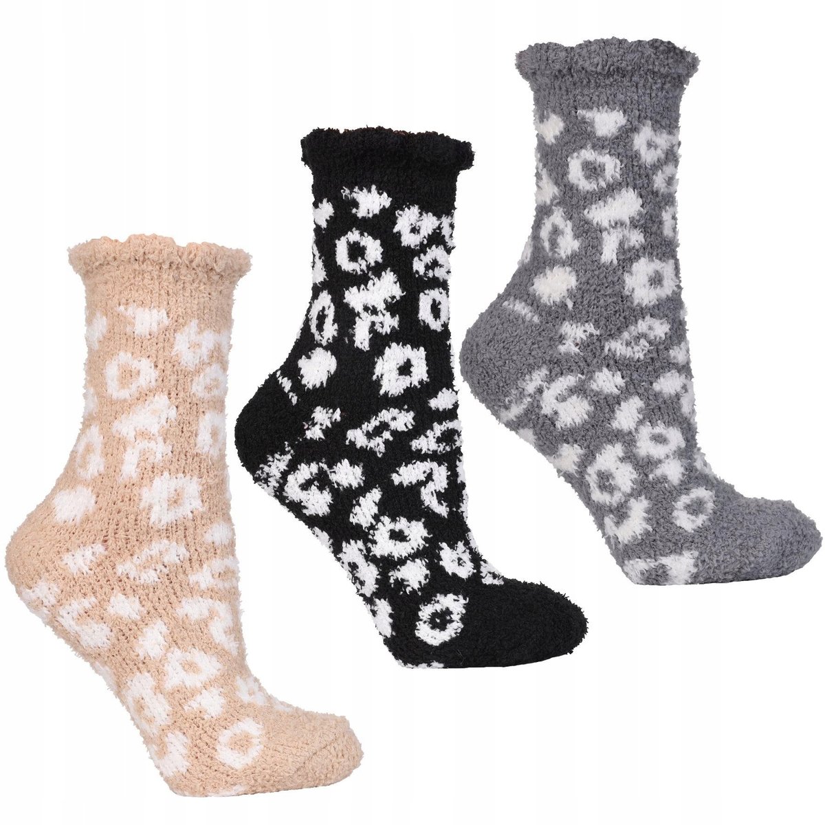 3 Pary Ciepłe Skarpetki DAMSKIE ALPAKA MORAJ Długie Panterka Cętki MORAJ r. 38-41