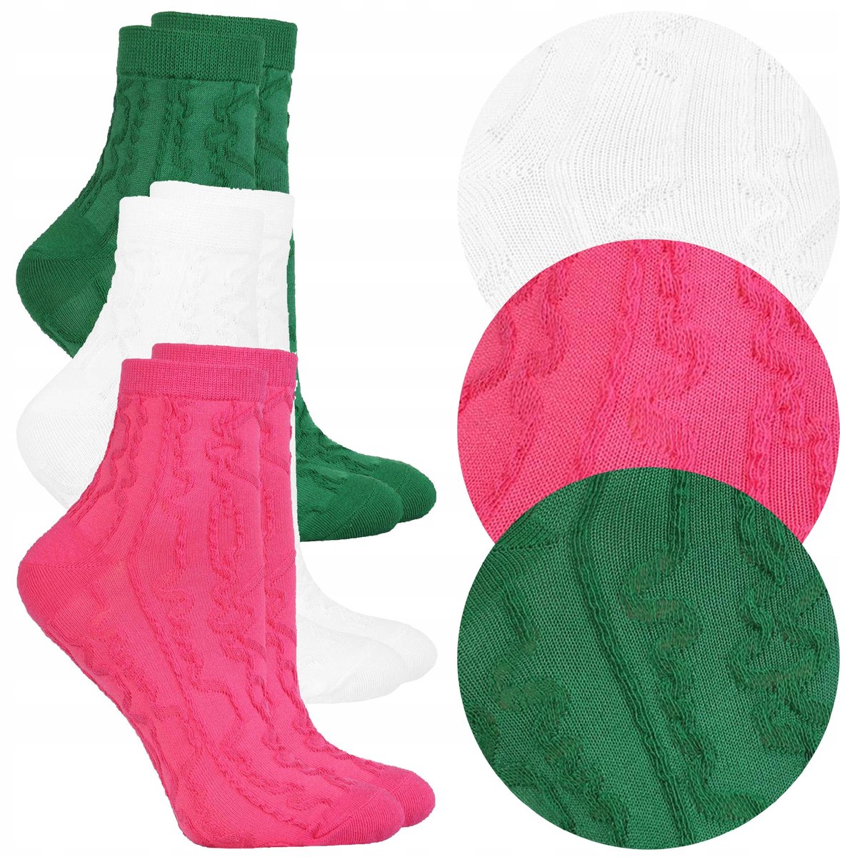 3x Bawełniane Skarpety Skarpetki Krótkie 3/4 DAMSKIE 3 Pary MORAJ r. 38-41