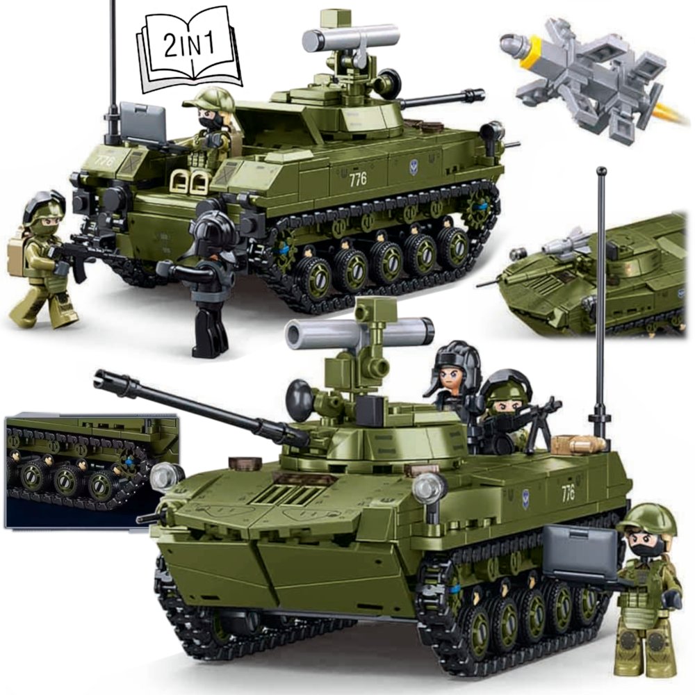Klocki CZOŁG BMD-2S BMD-1S Radziecki Bojowy Wóz Piechoty 2W1 3 Figurki