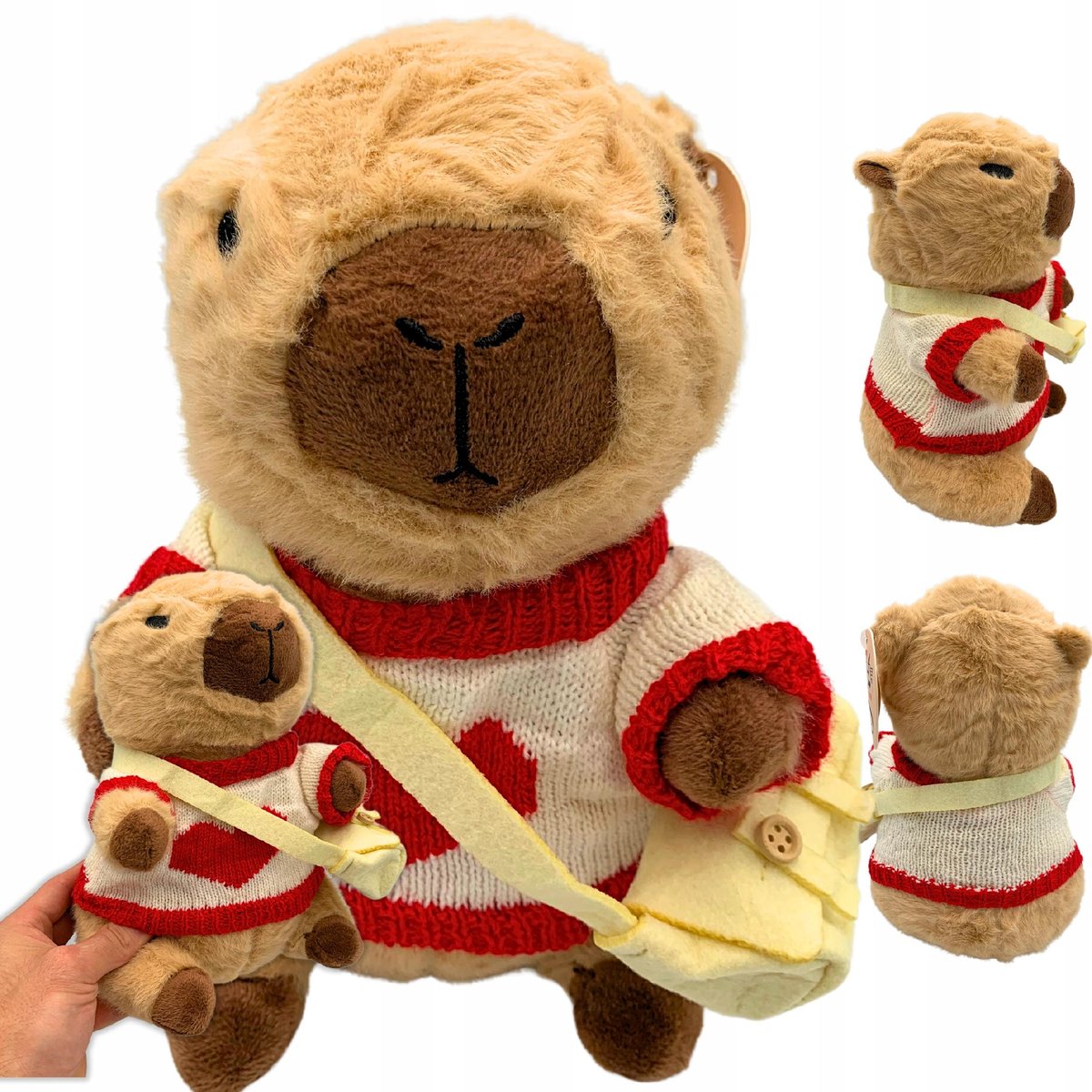 Maskotka Pluszak Kapibara Sweterek Serce Torebka Przytulanka Pluszowa 25 cm