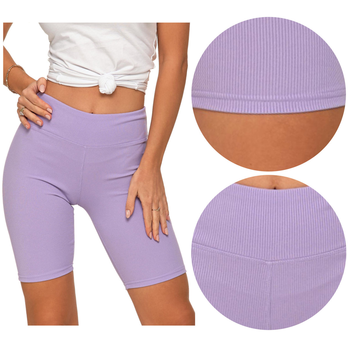 Legginsy KOLARKI Damskie Prążkowane Bawełniane WYSOKI STAN MORAJ r. S/M