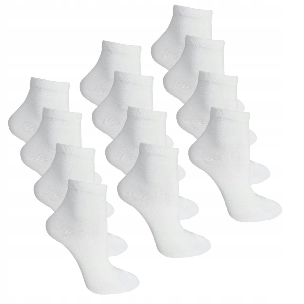 SKARPETKI 3/4 Białe Bawełniane DAMSKIE 12Pak r. 35-38
