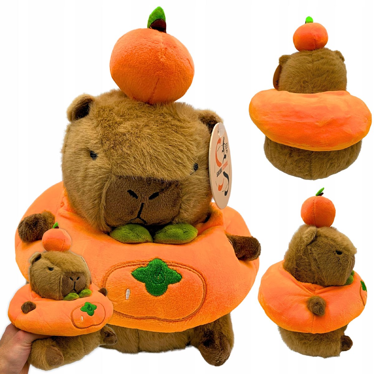 Maskotka Kapibara Z Pomarańczą Pluszak Przytulanka Pluszowa 25cm