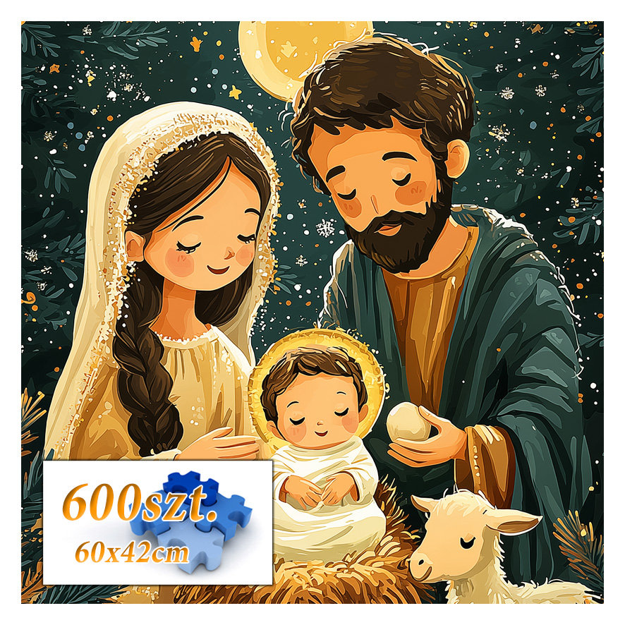 Puzzle Święta Rodzina 600 elem. 42x60cm Boże Narodzenie Jezus Maryja nr 5