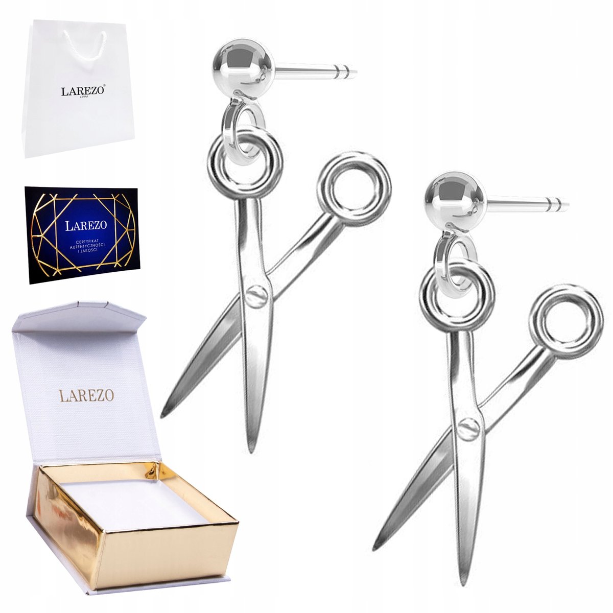 Kolczyki Srebrne 925 dla Fryzjerki bff na Sztyfcie Nożyczki Fryzjer Nożyce