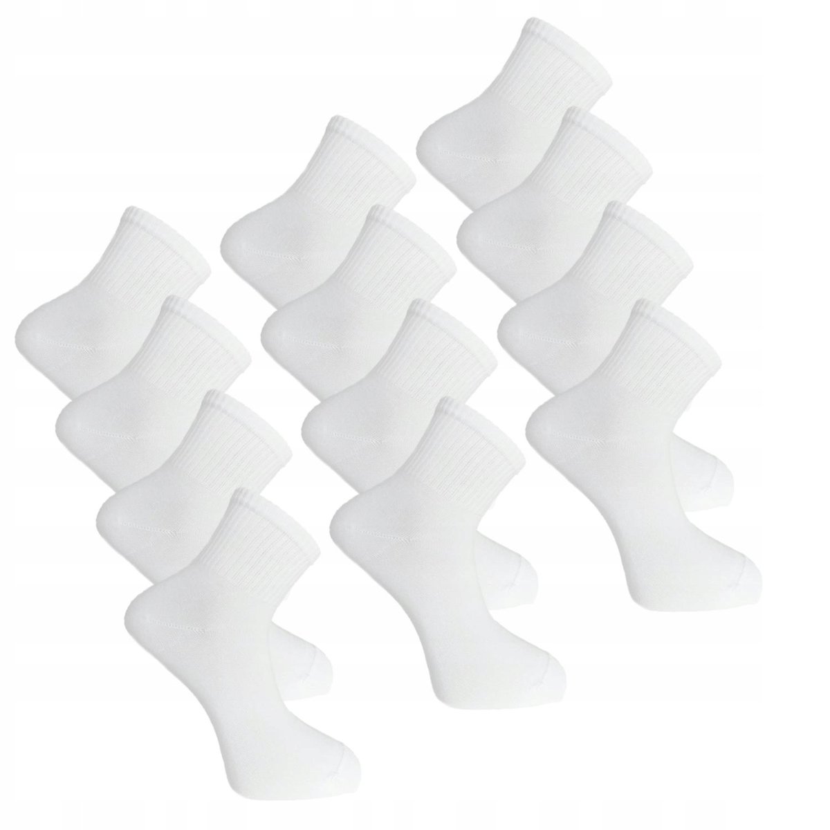 SKARPETKI 3/4 Białe Bawełniane SKARPETY 12Pak r. 35-38