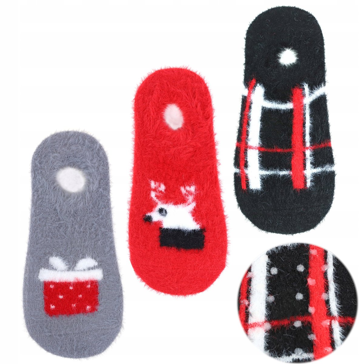 3 Pary Antypoślizgowe Świąteczne STOPKI DAMSKIE MORAJ Na Święta r. 38-41