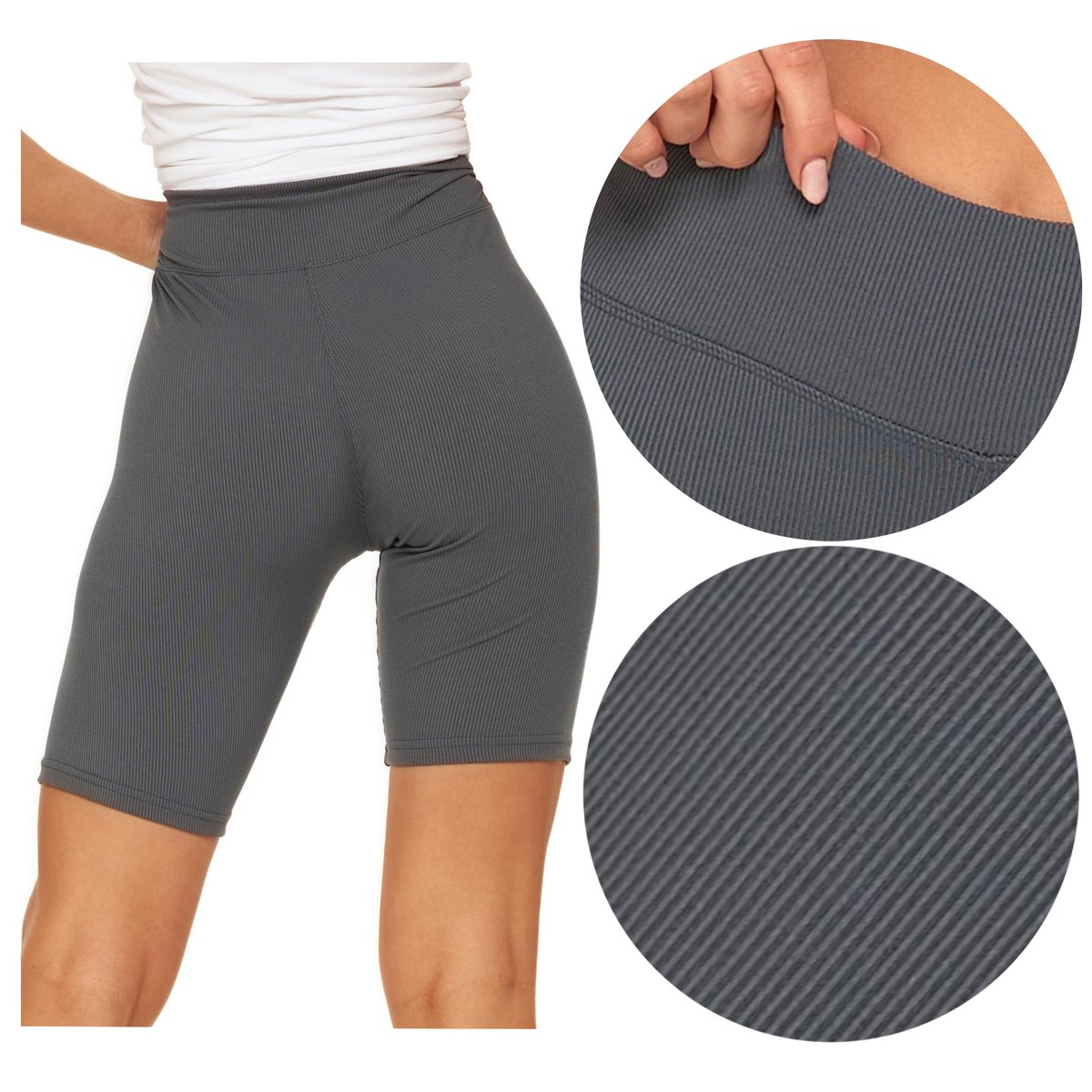 Legginsy KOLARKI Damskie Prążkowane WYSOKI STAN MORAJ r. L/XL