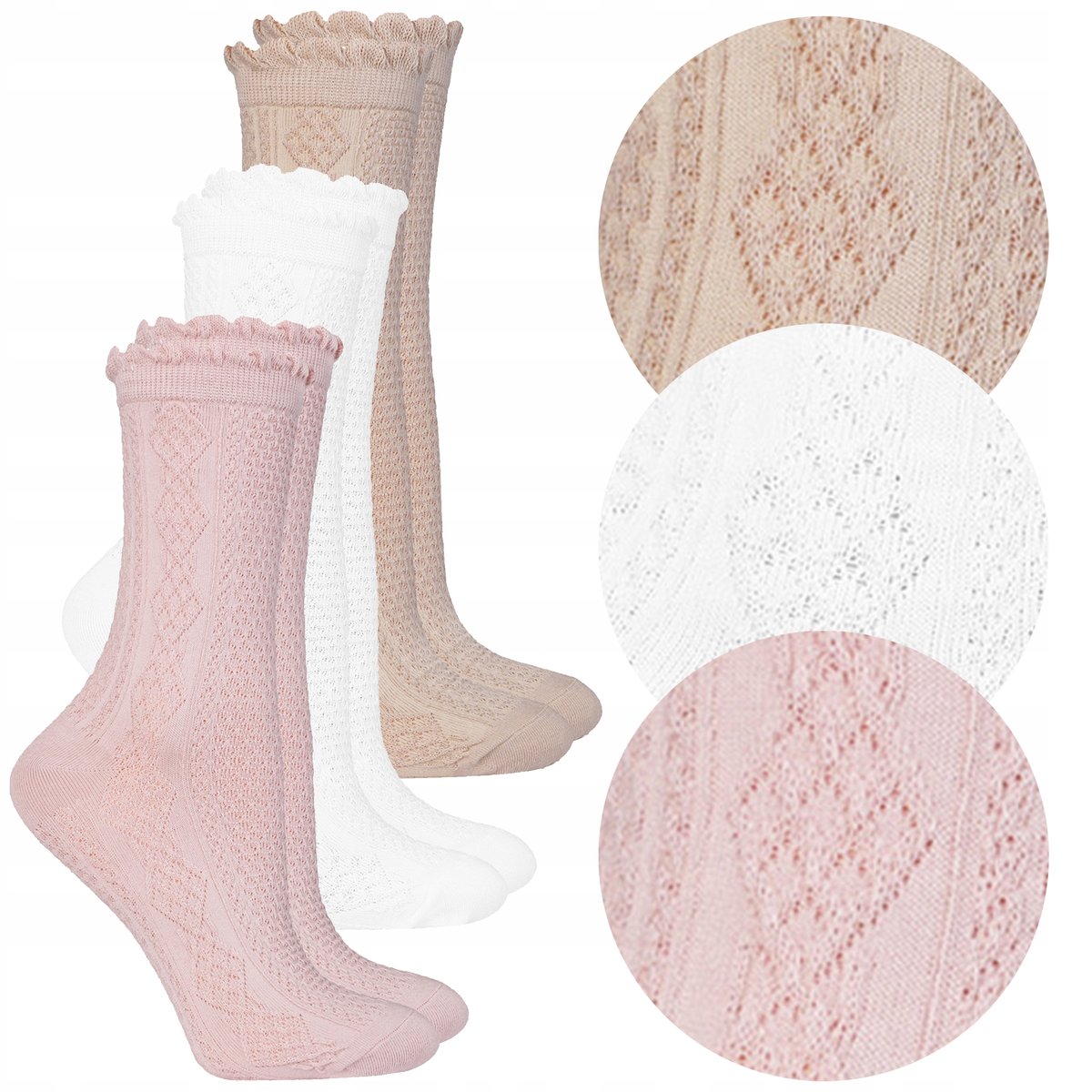 3x Bawełniane Skarpety Skarpetki Długie DAMSKIE 3 Pary MORAJ r. 35-38