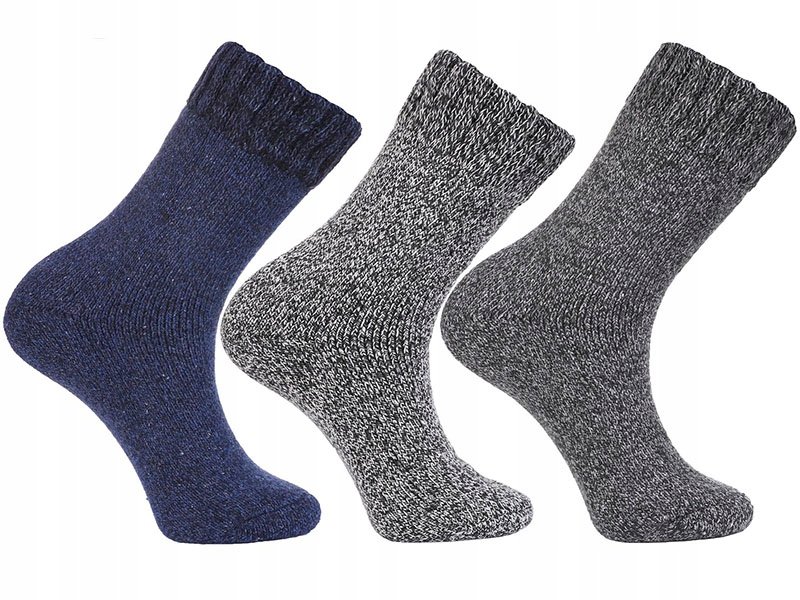 3 pary Męskie SKARPETY WEŁNIANE Grube Ciepłe Trekkingowe Góralskie MORAJ r. 39-42