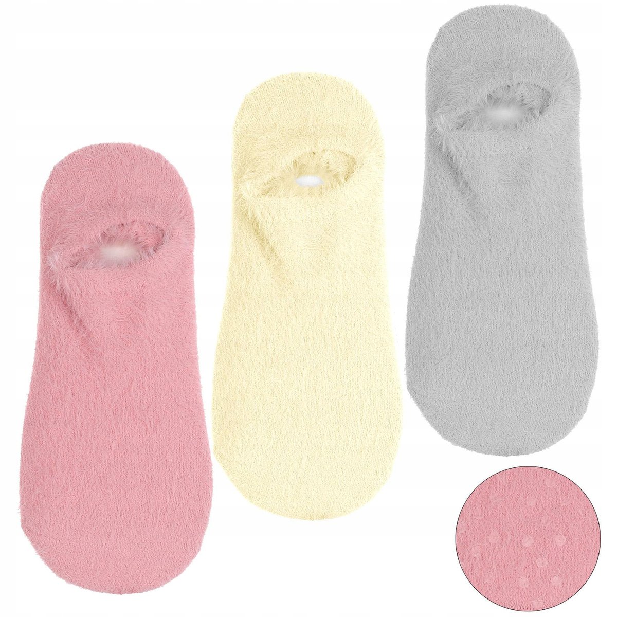 3 Pary Antypoślizgowe STOPKI DAMSKIE MORAJ Futrzaki ABS Ciepłe r. 38-41