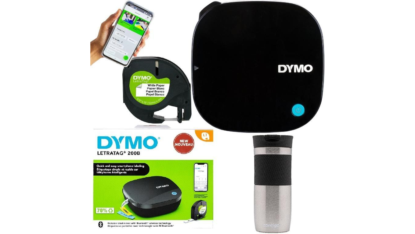 Drukarka etykiet DYMO LetraTag 200B BLUETOOTH dla domu, dzieci, home Office (LT-200B) 2172855 + taśma papierowa 12mm + CONTIGO B