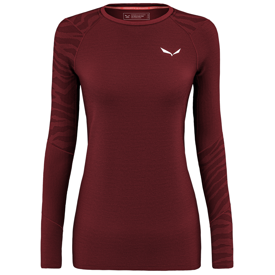 Koszulka damska Salewa Cristallo Warm Amr W L/S Tee. Rozmiar: S / Kolor: czerwony/biały