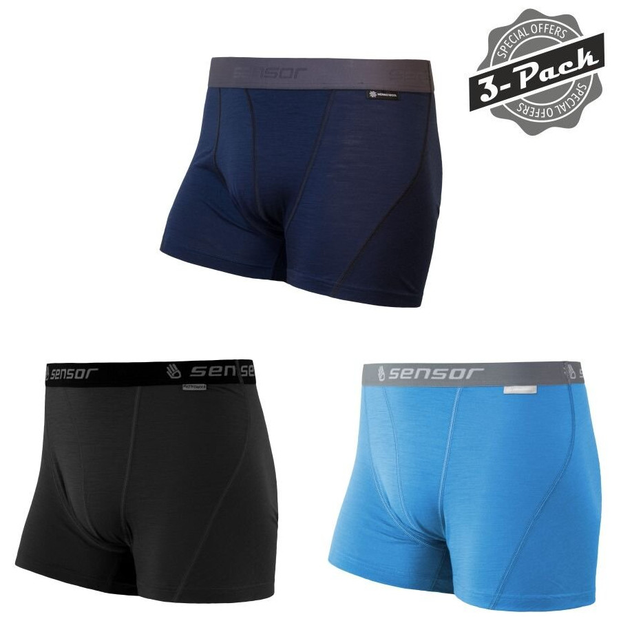 Spodenki męskie Sensor MERINO ACTIVE 3-PACK Rozmiar: XXL / Kolor: czarny/niebieski