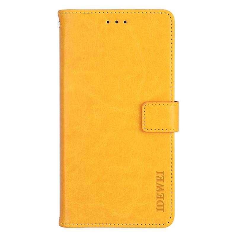 IDEWEI Dla Samsung Galaxy S22 5G Folio Flip + TCrazy Horse Case Zamykający portfel Obudowa telefonu Żółty Style F Samsung Galaxy S22 5G