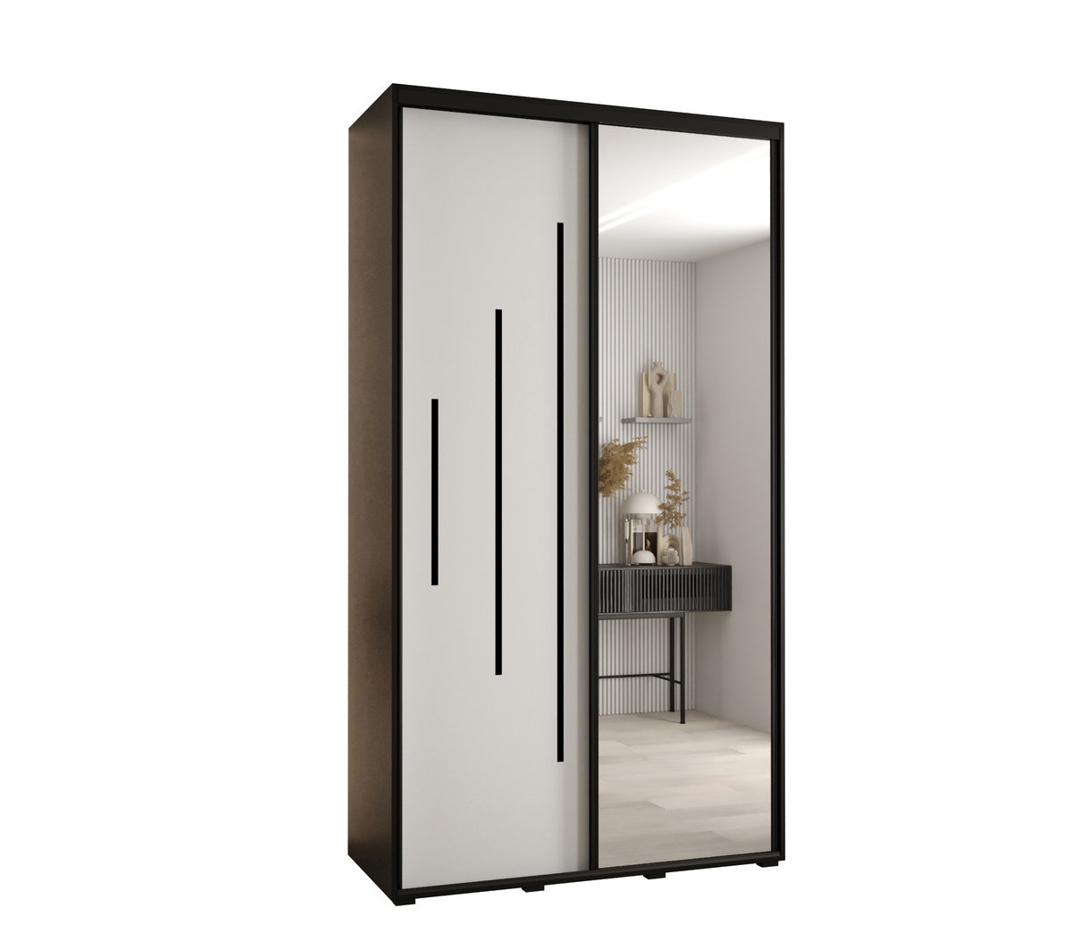 Szafa przesuwna wysoka Davos 13 130 gł. 60 czarny + biały + czarny / Abiks Meble