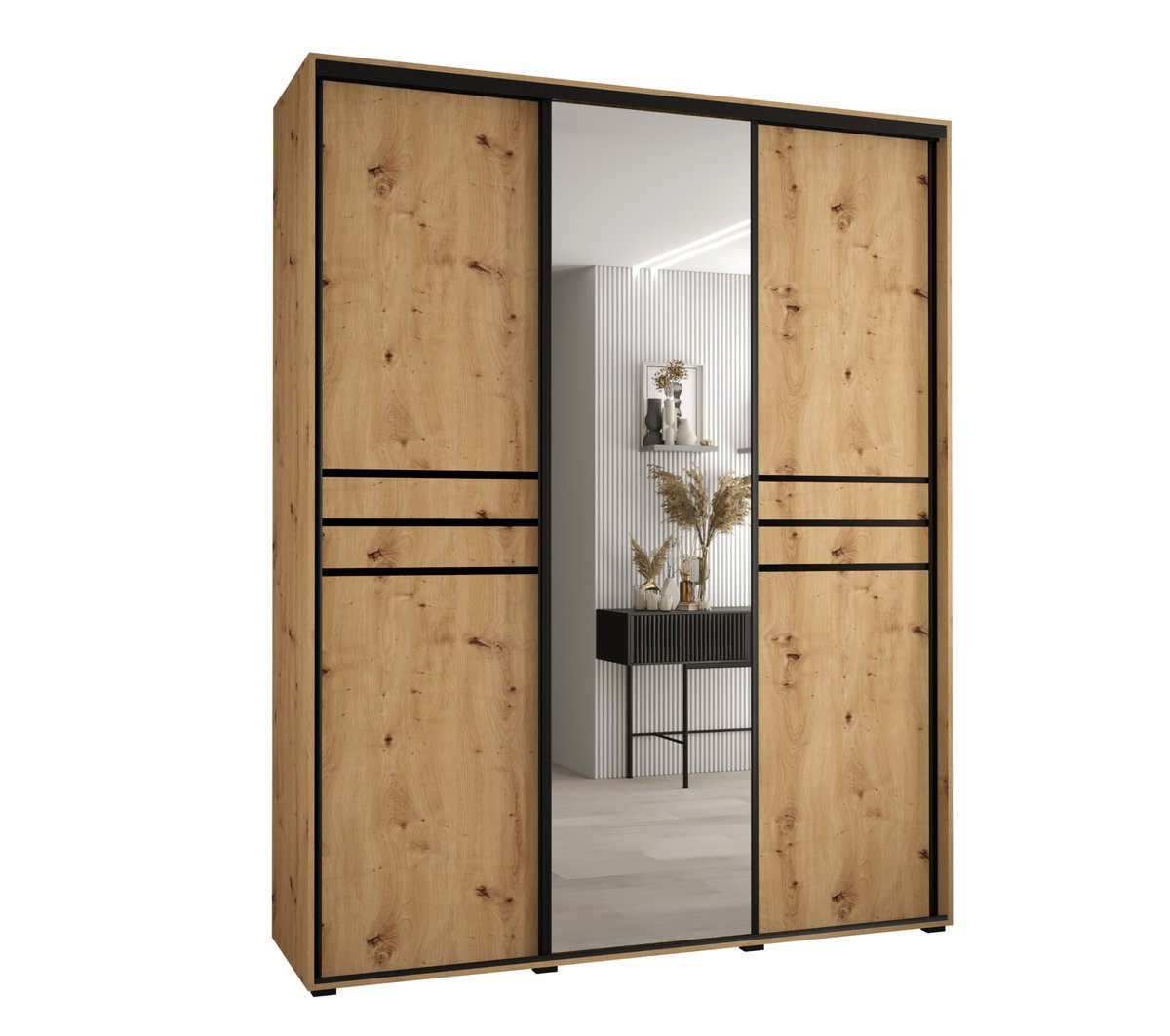 Szafa przesuwna wysoka Davos 11 200 gł. 45 artisan + artisan + czarny