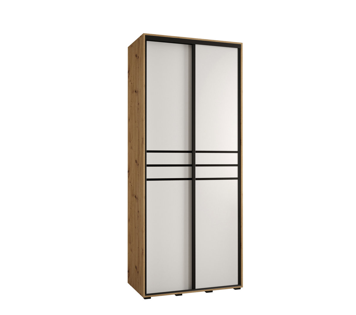 Szafa przesuwna wysoka Davos 10 100 gł. 45 artisan + biały + czarny