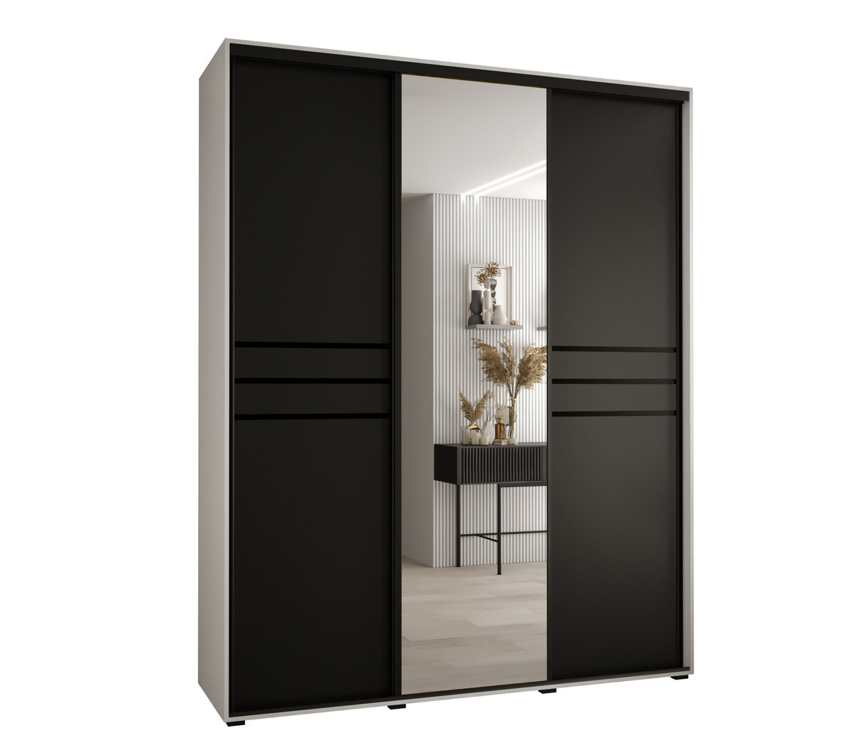 Szafa przesuwna wysoka Davos 11 200 gł. 60 biały + czarny + czarny