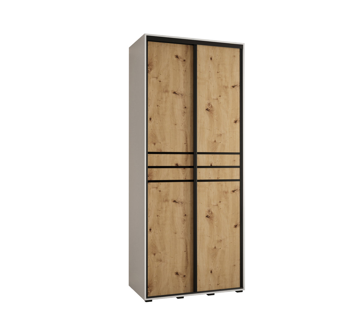 Szafa przesuwna wysoka Davos 10 110 gł. 60 biały + artisan + czarny / Abiks Meble