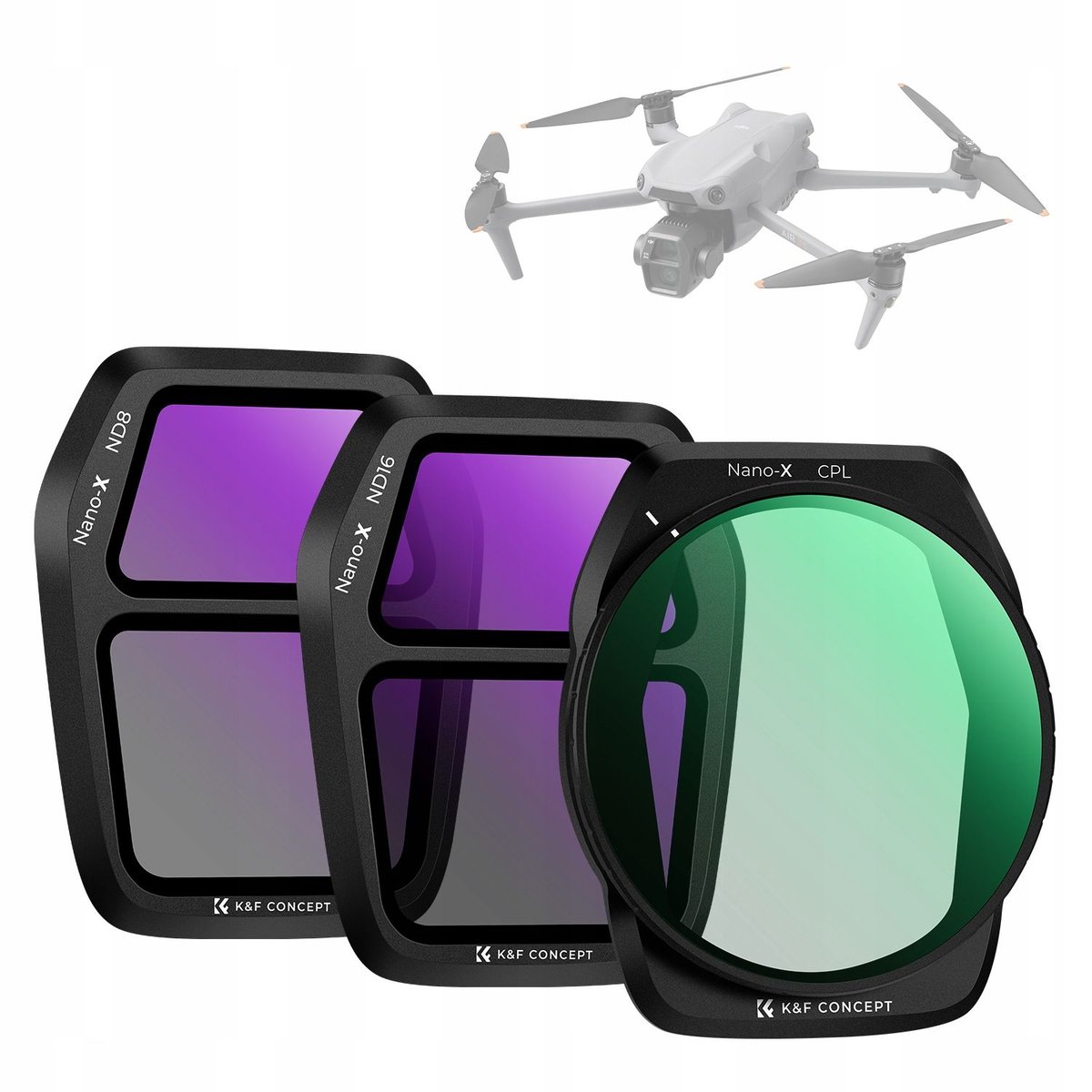 Zestaw Filtrów 3w1 Polaryzacyjny Cpl Szary Nd Nd8 Nd16 Do Dji Air 3s K&f Sku.2341