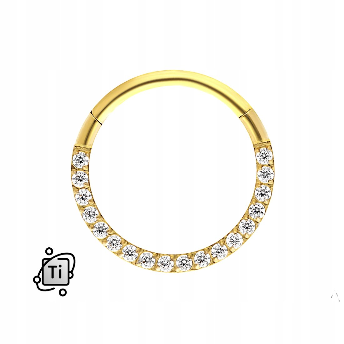 złoty CLICKER TYTANOWY z cyrkoniami Crystal 1,2/8 mm