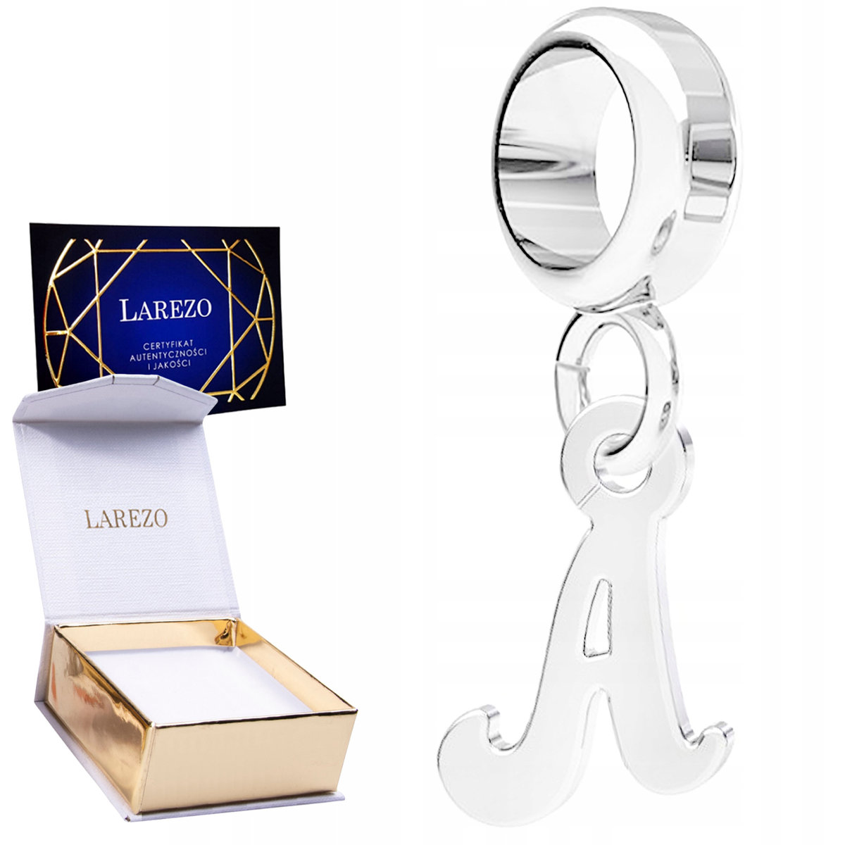 CHARMS SREBRNY Wiszący z Literą Literka A Lśniący Znak Inicjał SREBRO 925