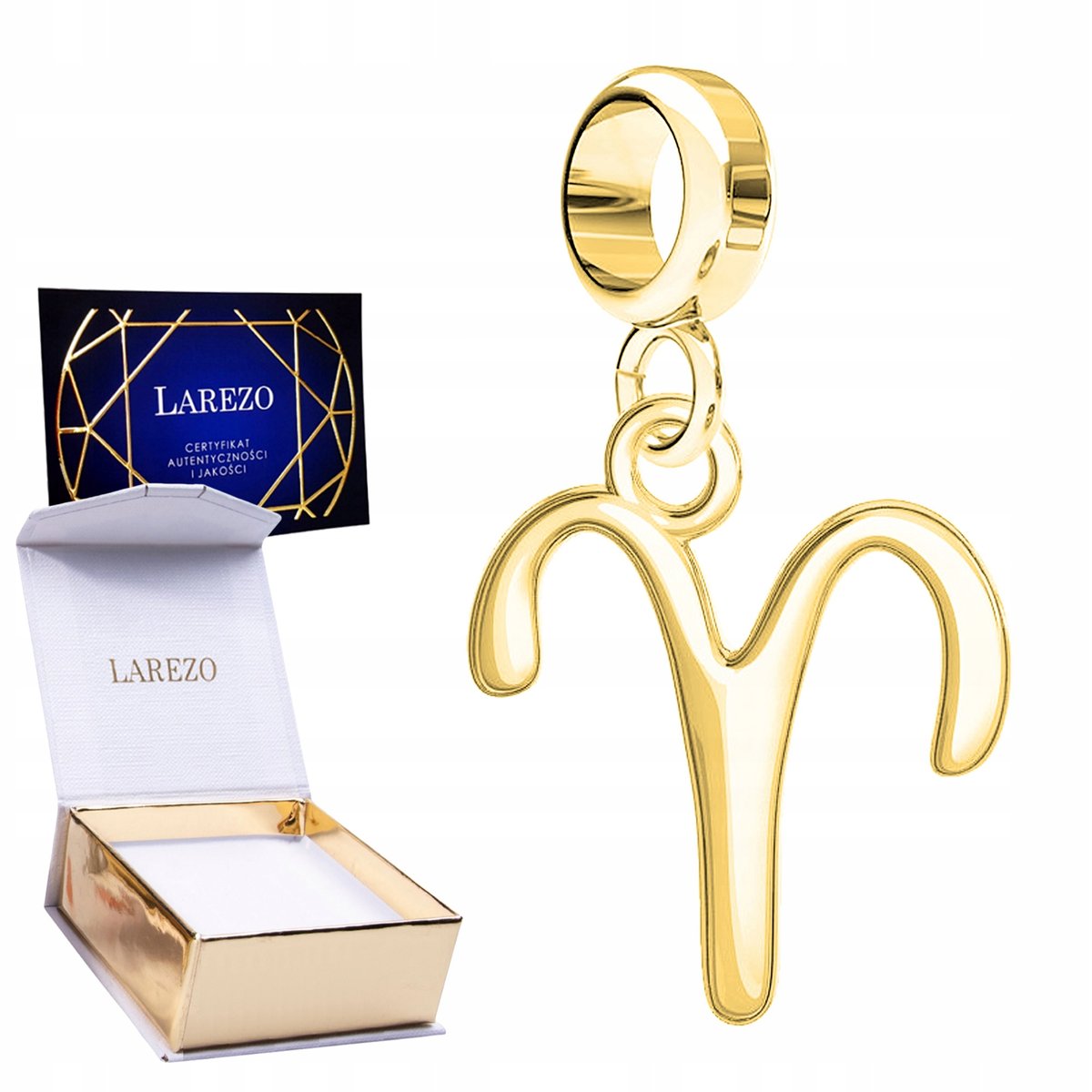 CHARMS ZŁOTY Wiszący Znak Zodiaku Baran Lśniący Symbol Aries SREBRO 925
