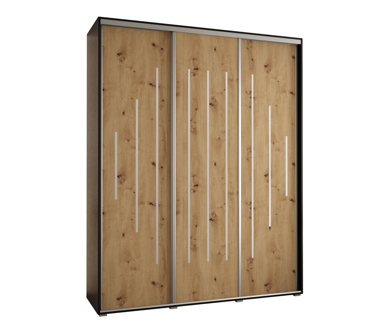 Szafa przesuwna wysoka Davos 12 200 gł. 60 czarny + artisan + srebrny