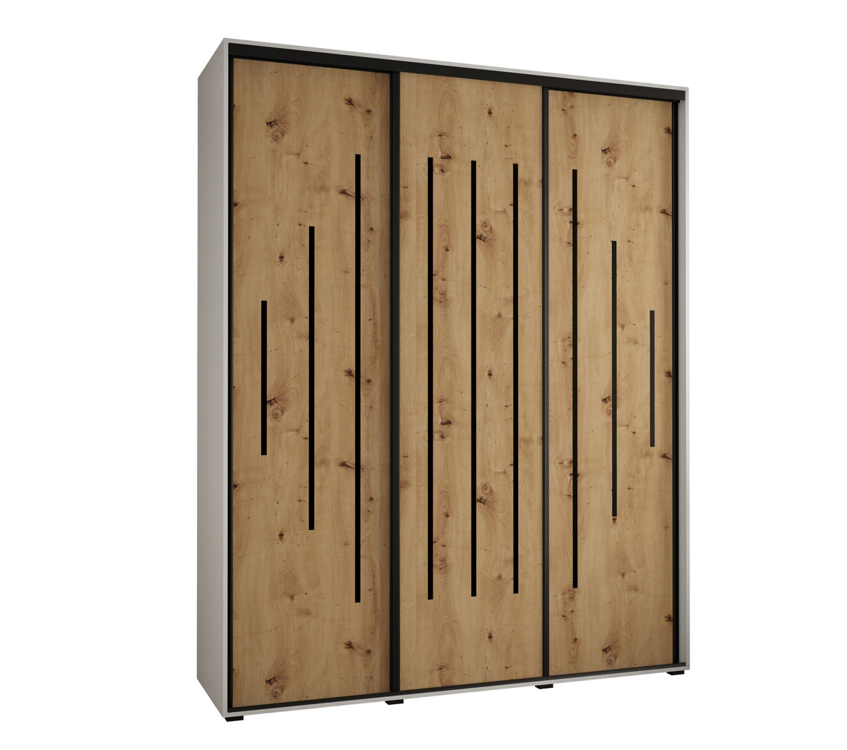 Szafa przesuwna wysoka Davos 12 200 gł. 60 biały + artisan + czarny