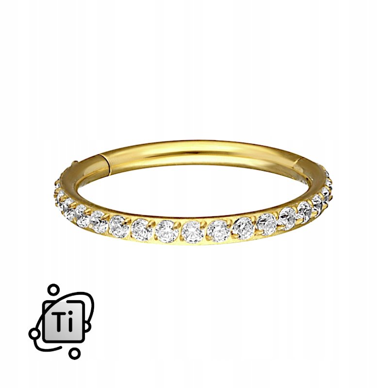 złoty CLICKER TYTANOWY z cyrkoniami Crystal 1,2/8 mm