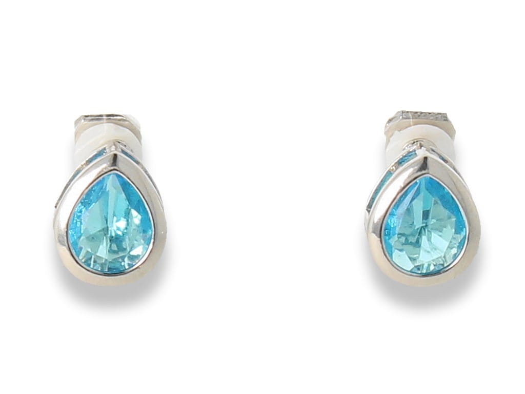 Klipsy do uszu srebrne łezki turkusowe